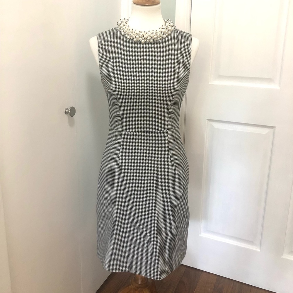 Checkered Pearl Neck Dress
